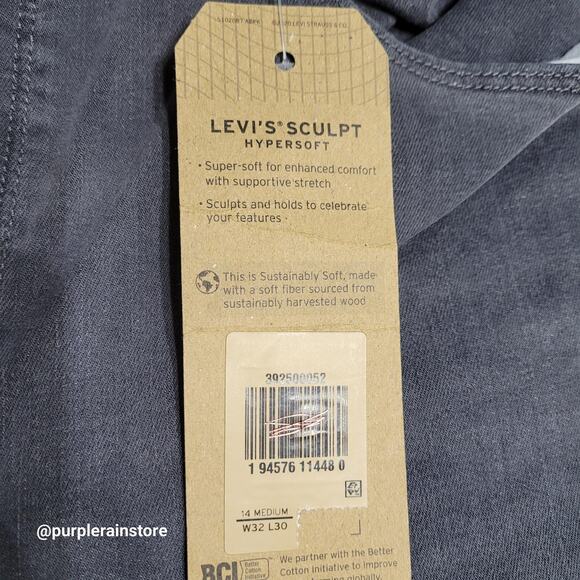 Levi's Jeans Size 14 Classic Straight Mid Rise Soft Hyper Sculpt Gray NWT - Picture 4 of 12